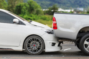 Car accident involving two cars on the street