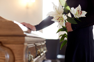 flowers and coffin